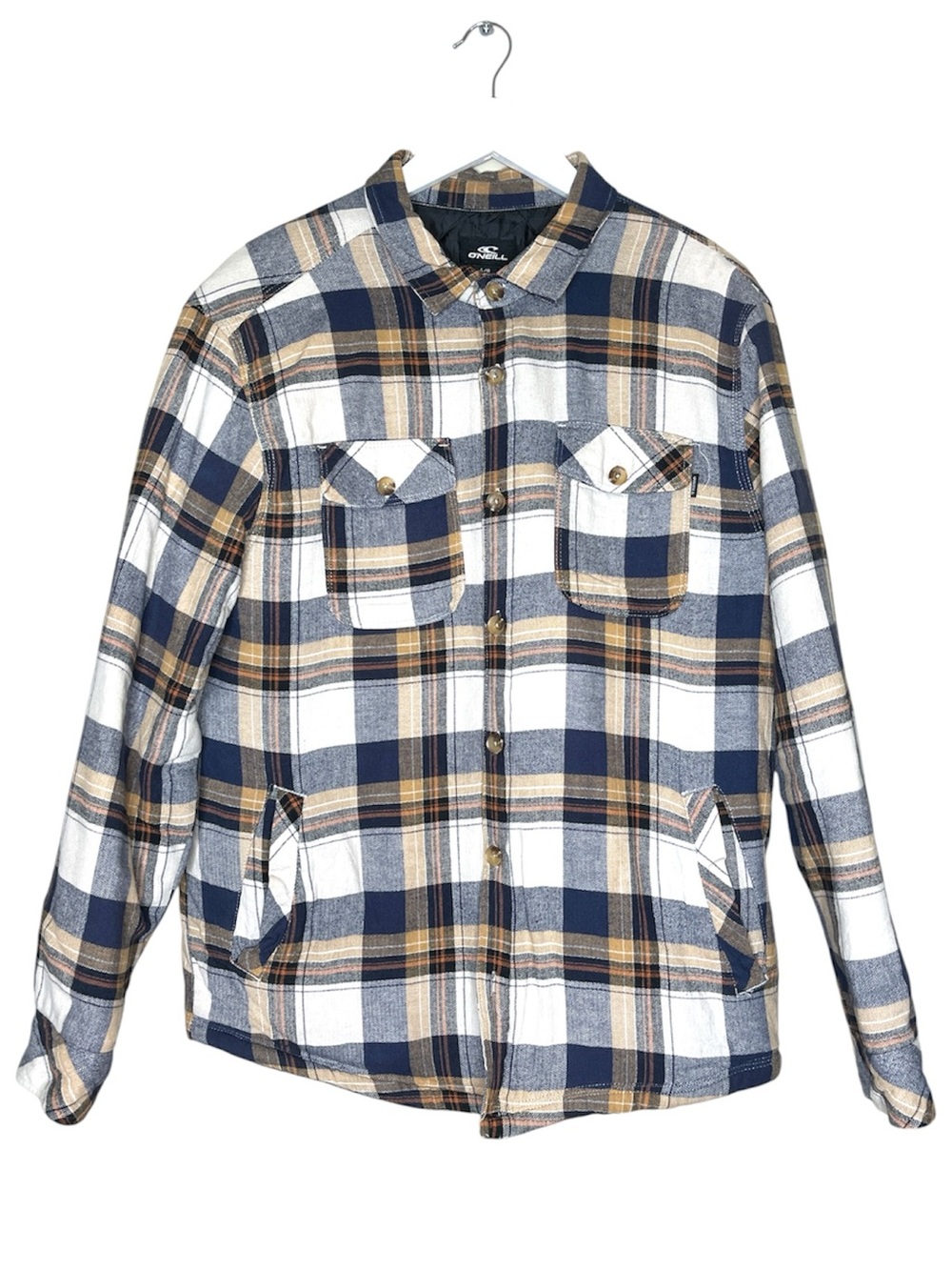 O'NEILL Gorpcore Cottagecore Denim Blue Plaid Shacket Shirt Jacket L